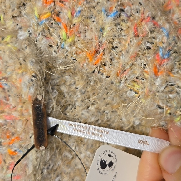 NWT Free People Stardust  Beige Conch Shell Combo Cozy Crop Sweater Size S - Picture 4 of 9